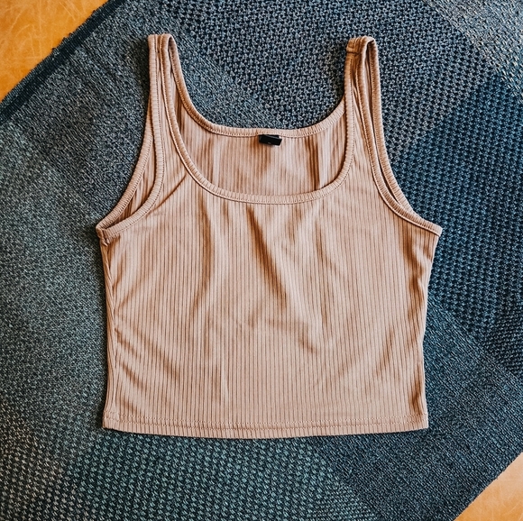 Brown Ribbed Cropped Tank (Size S) - Picture 2 of 4